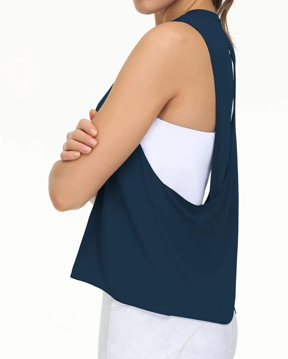 THE GYM PEOPLE Women's Open Cross Back Workout Tank Tops Loose Fit Sleeveless Yoga Running Shirts