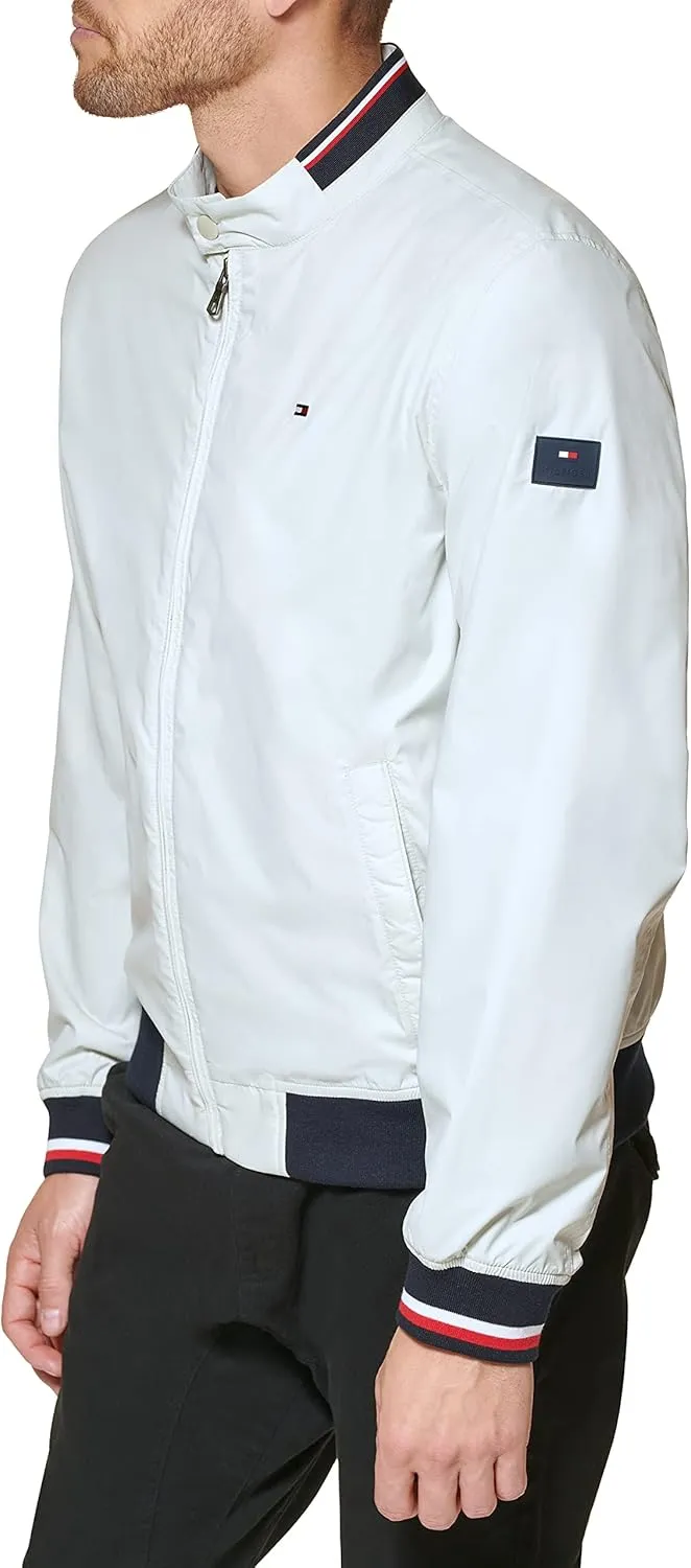 Tommy Hilfiger Mens Lightweight Varsity Rib Knit Bomber Jacket