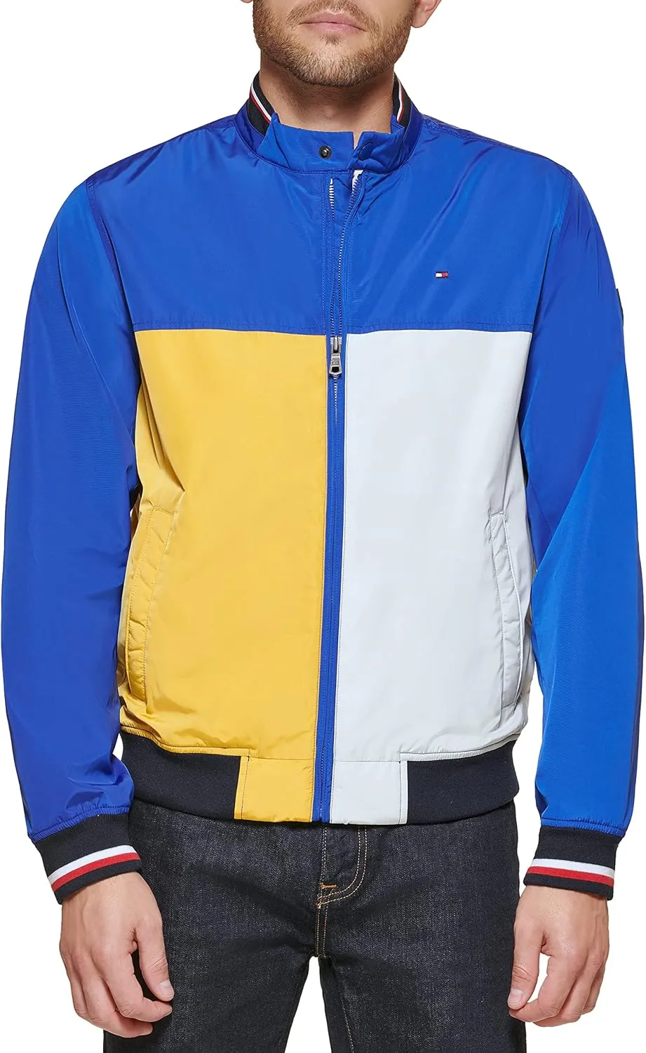 Tommy Hilfiger Mens Lightweight Varsity Rib Knit Bomber Jacket