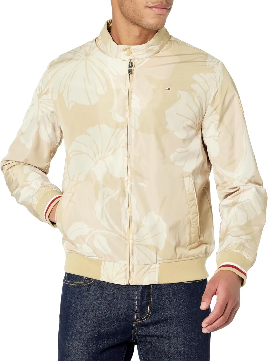 Tommy Hilfiger Mens Lightweight Varsity Rib Knit Bomber Jacket