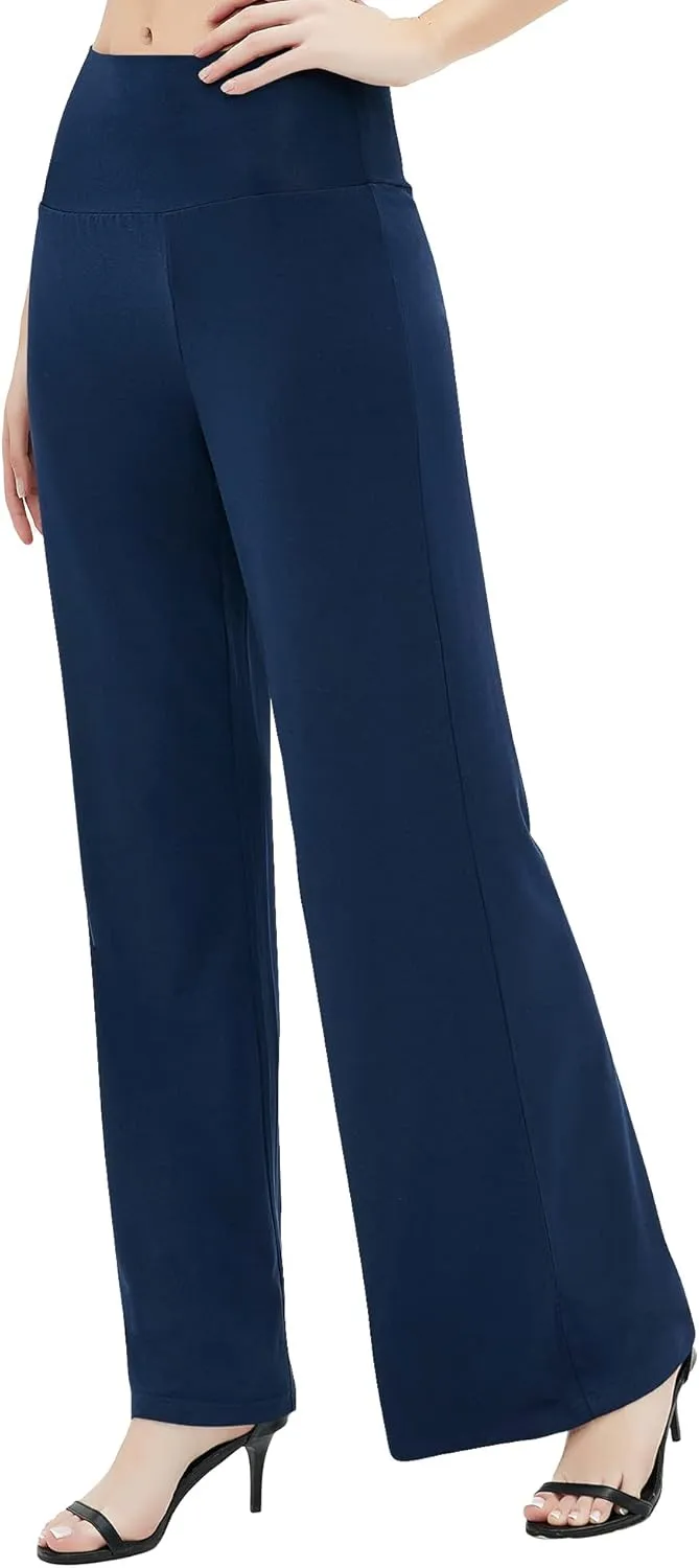 Urban CoCo Women's Dress Pants Solid Wide Leg Casual Sport Trousers Straight Leg High Waist Stretch Pants