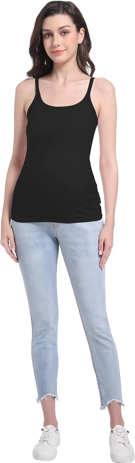 V VOCNI Maternity Tank Top for Women Spaghetti Strap Scoop Neck Fitting Pregnancy Camisole Sleeveless Layering Cami Shirts