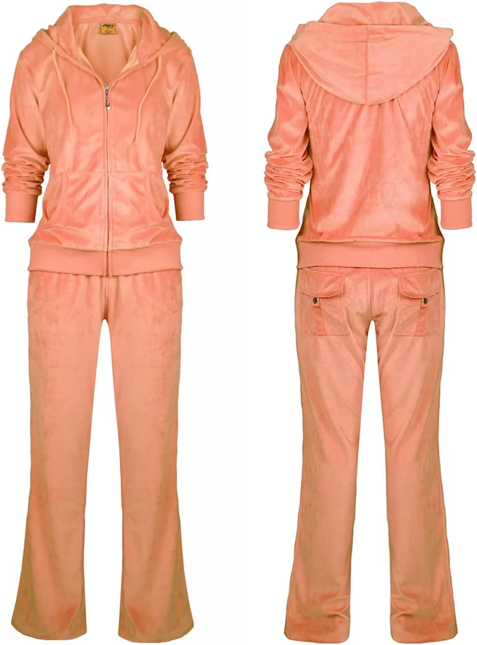 Velour Sweatsuits for Women Casual Zip Up Hooded Jackets and Long Pants 2 Pieces Outfits Sets