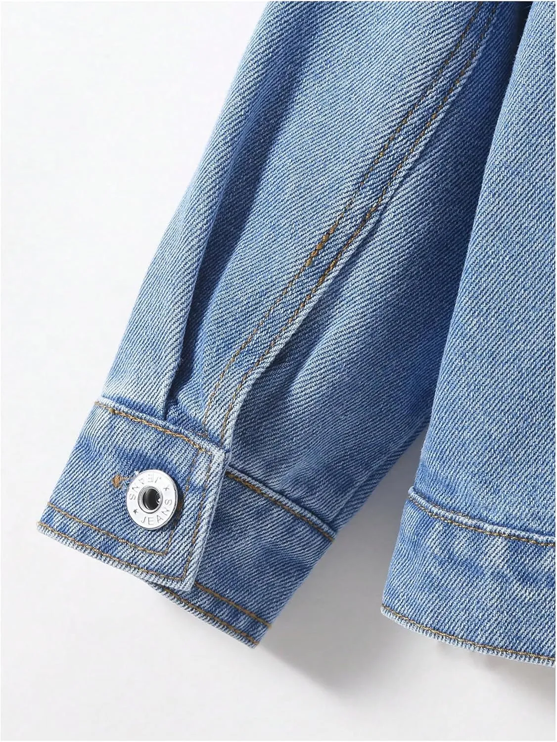 Verdusa Girl's Floral Embroidery Jean Jacket Button Up Long Sleeve Denim Jackets