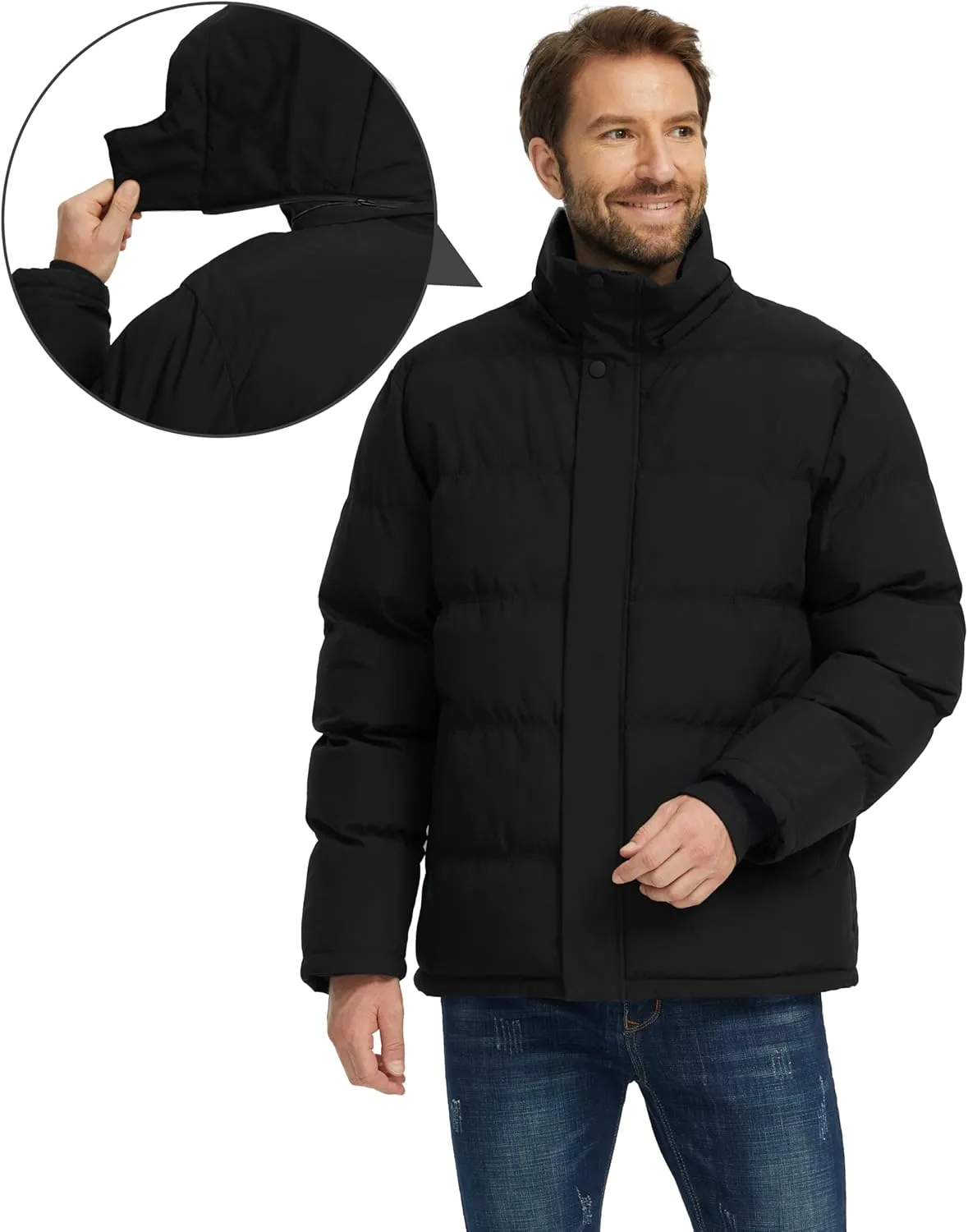 wantdo Men's Warm Winter Coat Waterproof Puffer Jacket Windproof Thicken Outwear