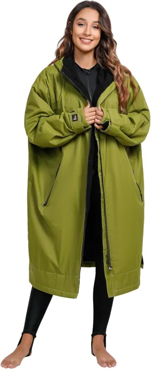 Waterproof Surf Changing Coat Jacket Changing Robe Autumn and Winter Windproof Bathrobe Hooded Cloak for Beach Swimming Surfing Bathing Unisex L Size