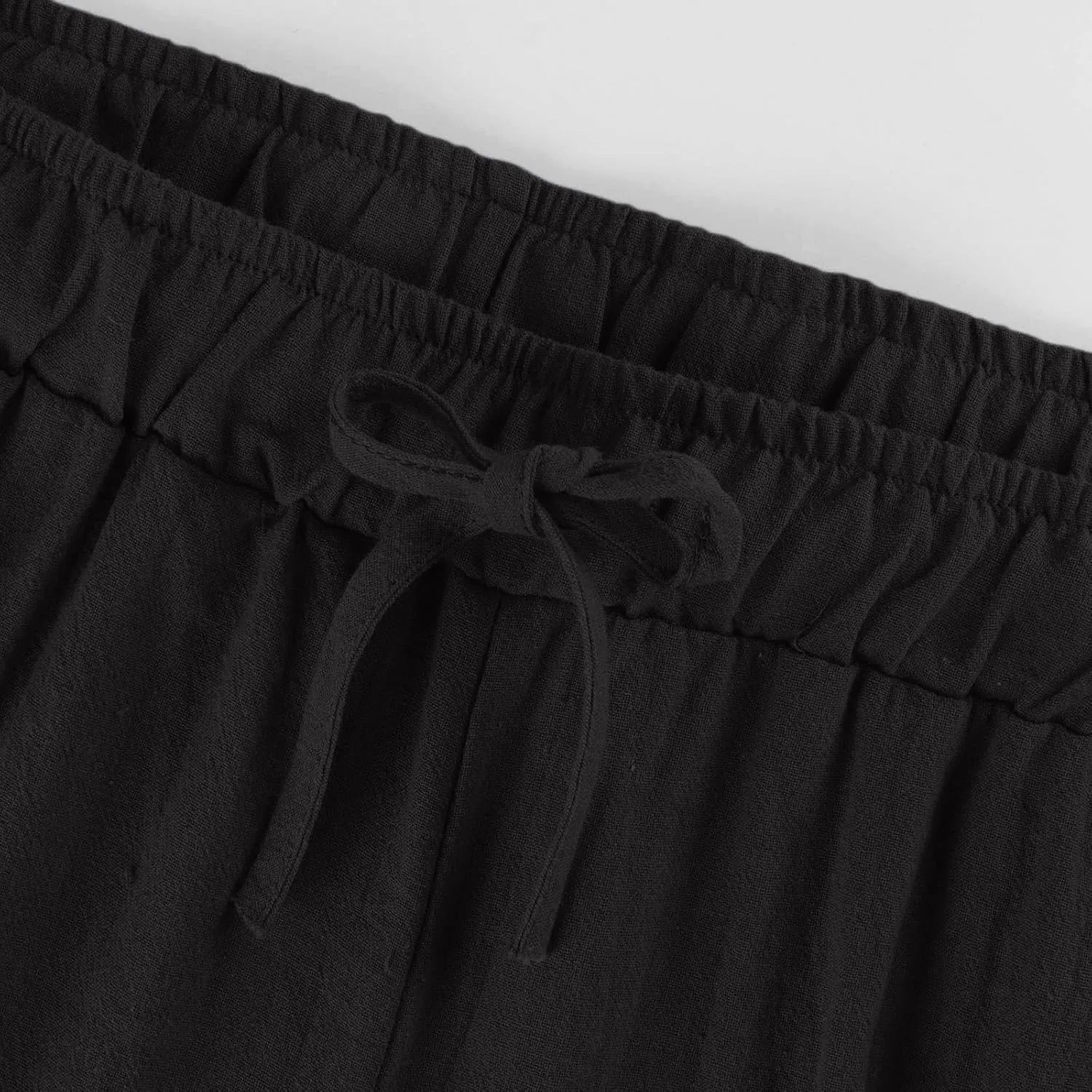 Wide Leg Capris for Women Summer Casual Palazzo Pants Drawstring Elastic Waist Baggy Lightweight Beach Capri Trousers