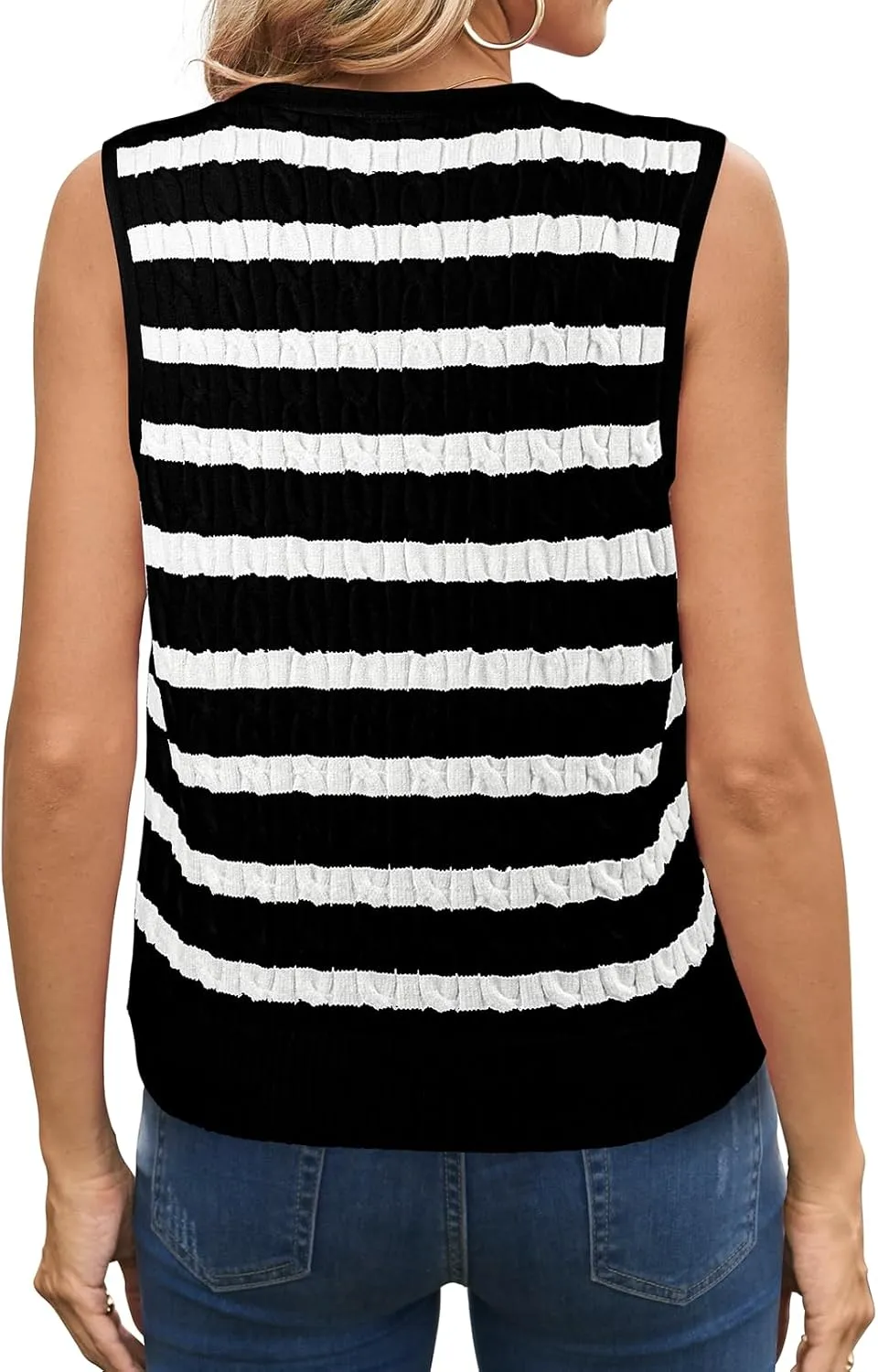 WIHOLL Womens Sweater Vest Cable Knit Button Down Cute Sleeveless Spring Summer Clothes 2025