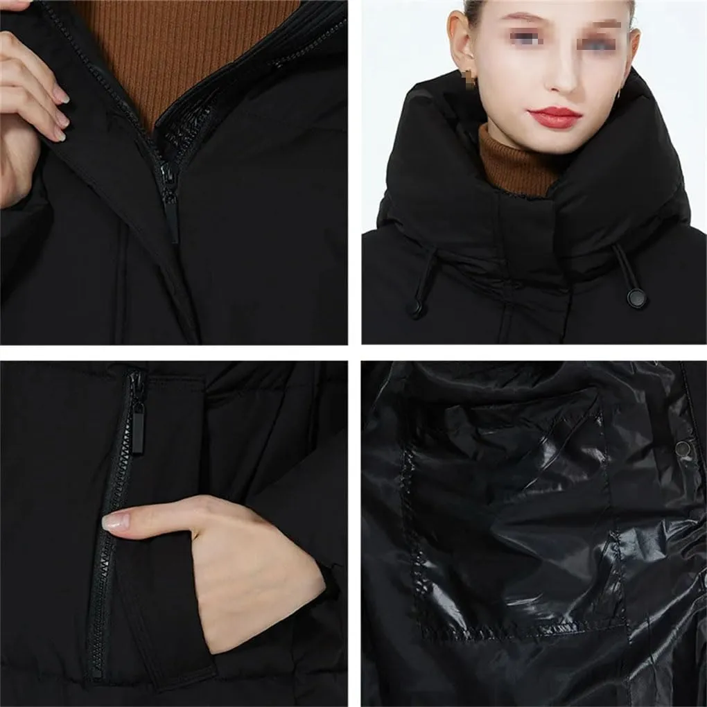 Winter Cotton Coat Female Long Windproof Padded Jacket Casual Womens Parka