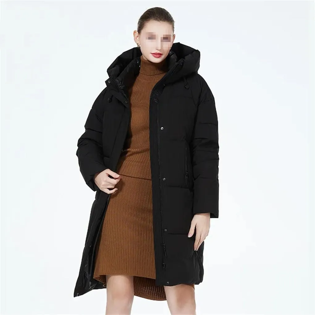 Winter Cotton Coat Female Long Windproof Padded Jacket Casual Womens Parka