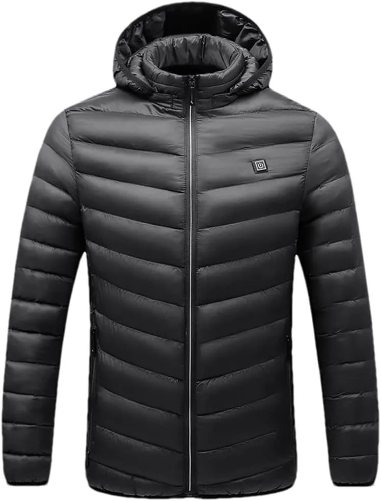 Winter Thick Hooded Men's Padded Cotton Constant Temperature Men's Warm Coat Jacket NJR18 Black S