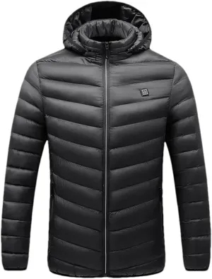 Winter Thick Hooded Men's Padded Cotton Constant Temperature Men's Warm Coat Jacket NJR18 Black S