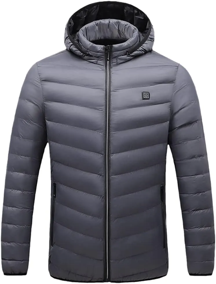 Winter Thick Hooded Men's Padded Cotton Constant Temperature Men's Warm Coat Jacket NJR18 gray9 5XL