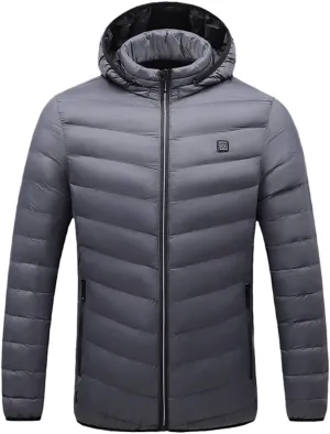 Winter Thick Hooded Men's Padded Cotton Constant Temperature Men's Warm Coat Jacket NJR18 gray9 5XL