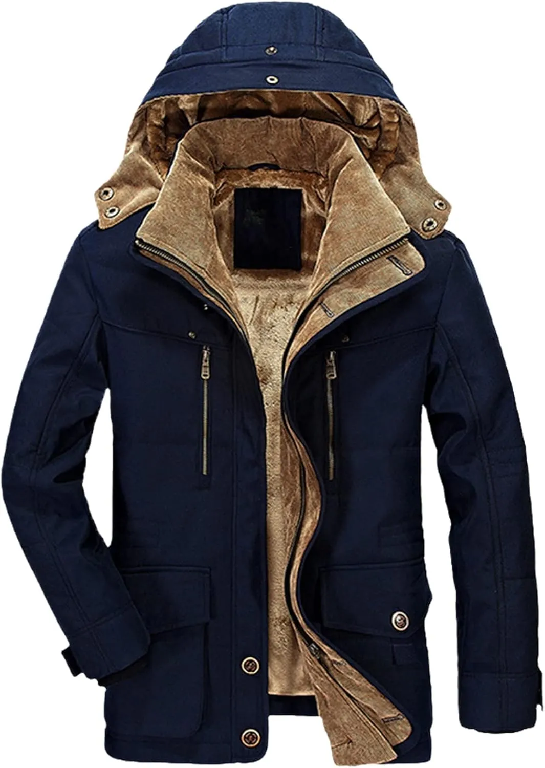 Winter Thick Warm Parkas Coat Men Military Cotton Padded Jackets Plus Size Overcoat Multi-Pocket Windbreaker Jacket