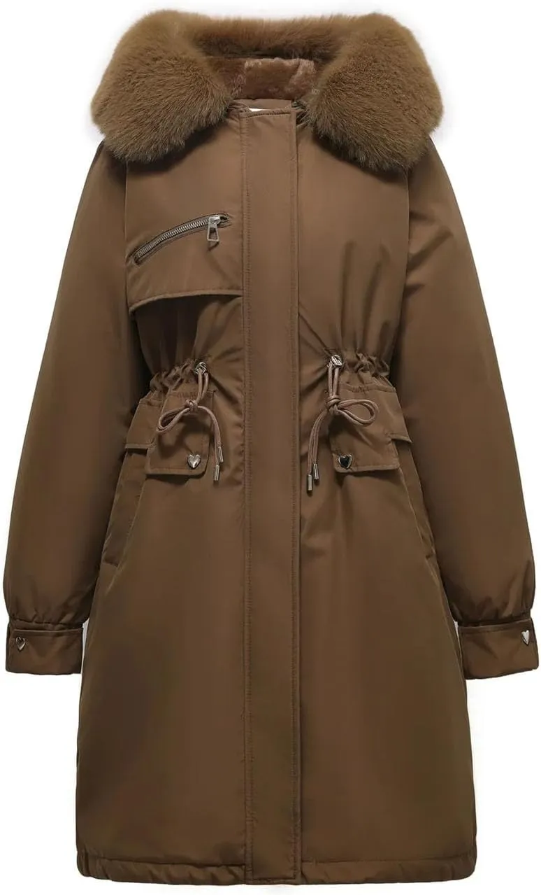 Winter Women Parka Clothes Loose Long Coat Wool Liner Hooded Down Cotton Jacket Collar Thick Warm Snow Wear Padded