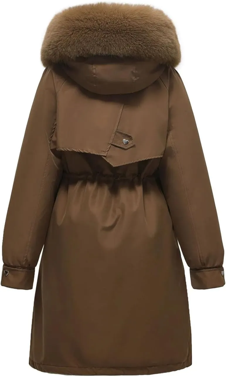 Winter Women Parka Clothes Loose Long Coat Wool Liner Hooded Down Cotton Jacket Collar Thick Warm Snow Wear Padded