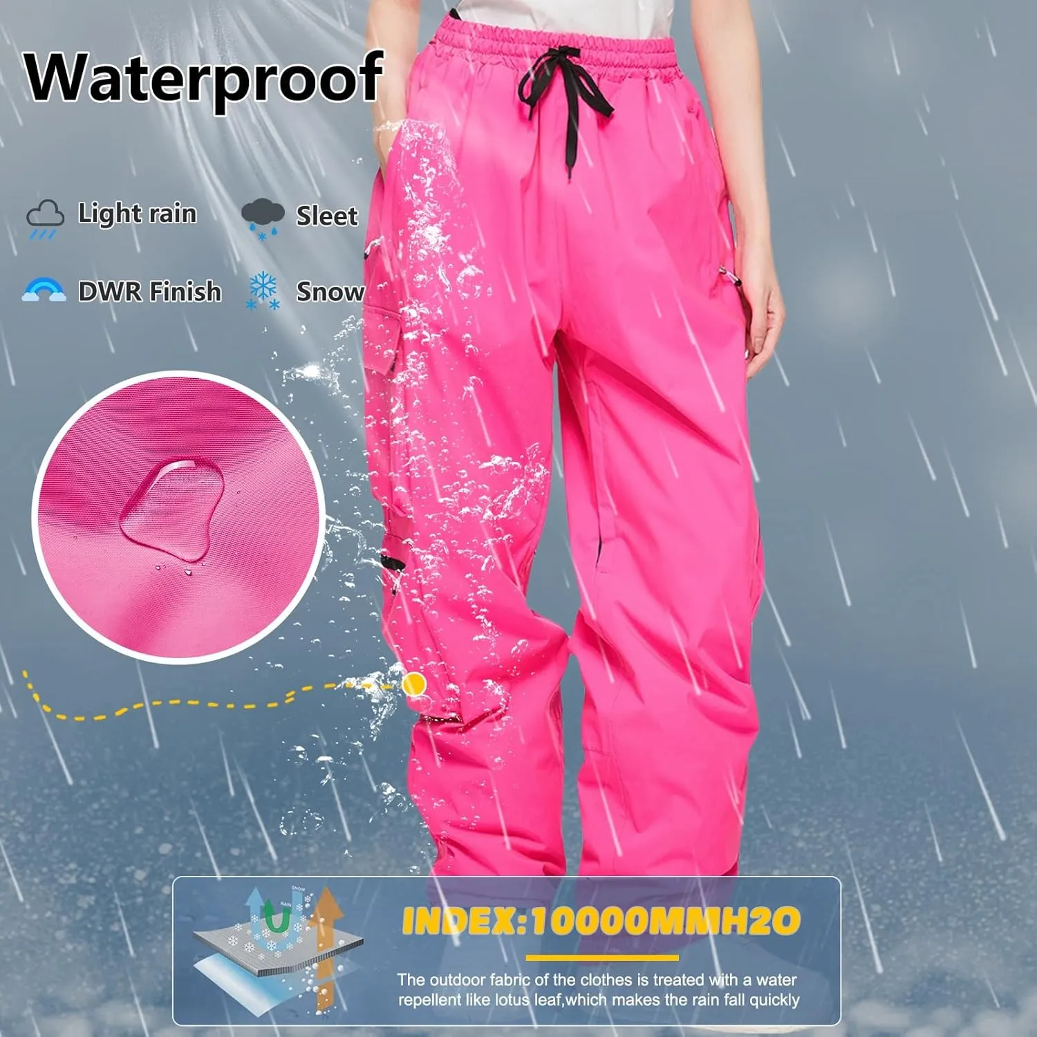 Women Cargo Ski Pants Insulated Waterproof Winterproof Snow Pants Winter Trendy Warm Outdoor Cargo Snowboard Pants