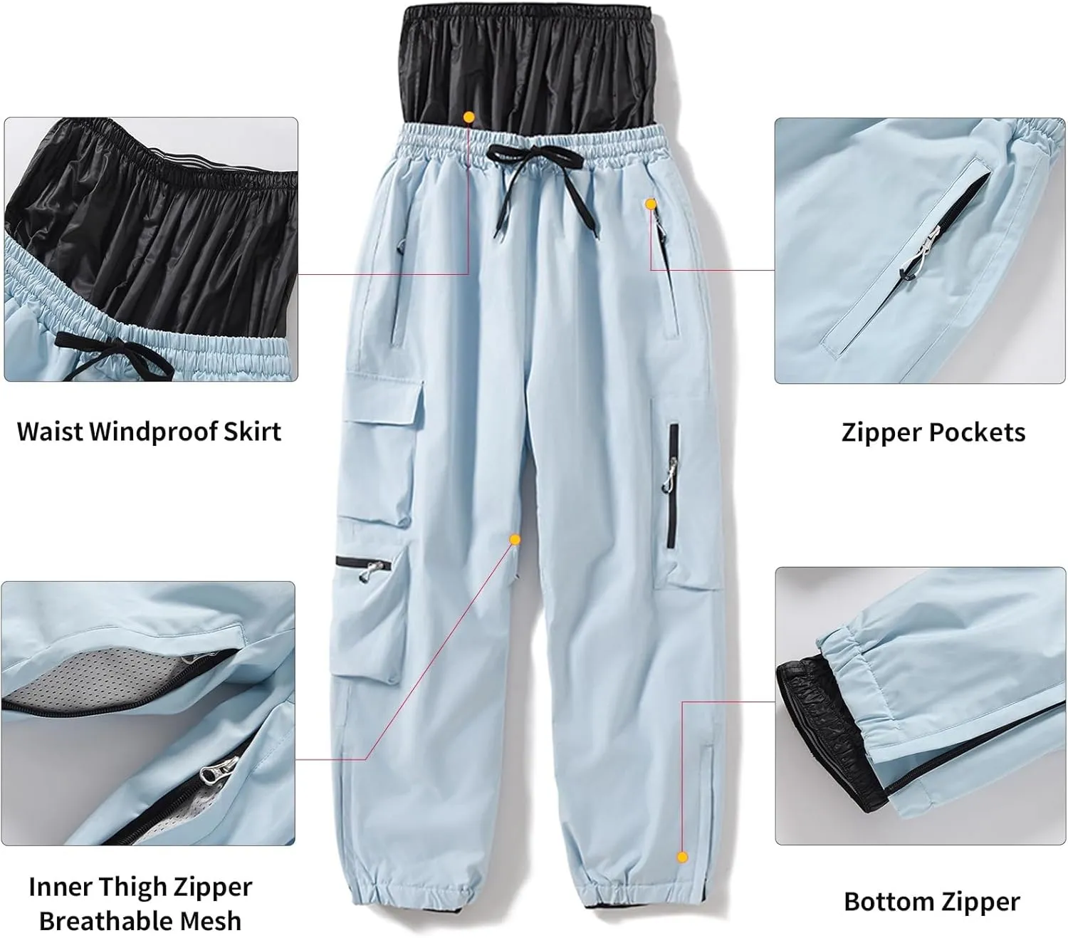 Women Cargo Ski Pants Insulated Waterproof Winterproof Snow Pants Winter Trendy Warm Outdoor Cargo Snowboard Pants