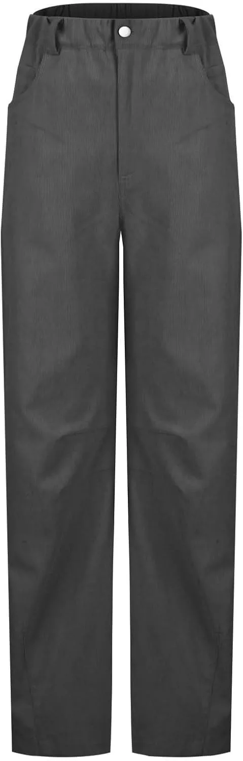 Women Corduroy Pants Barrel Mid-Rise Elastic Waist Slack Trousers Casual Wide Leg Palazzo Pant with Pockets