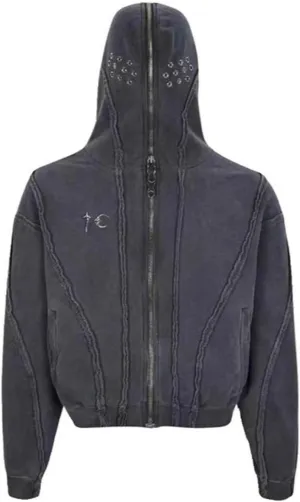 Women Men Retro Vintage Casual Hoodies Y2K Full Zip Up Punk Gothic Jacket Coat Harajuku Loose Oversized Streetwear