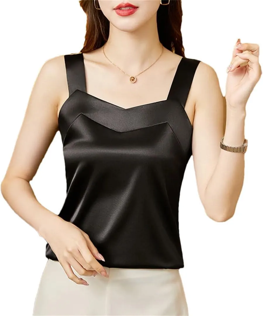 Women Silk Satin Camis Sleeveless Tank Tops Solid Color Camisole