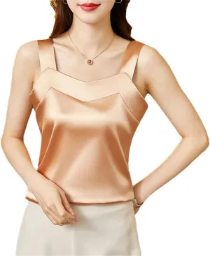 Women Silk Satin Camis Sleeveless Tank Tops Solid Color Camisole
