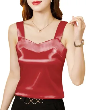 Women Silk Satin Camis Sleeveless Tank Tops Solid Color Camisole