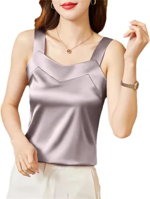 Women Silk Satin Camis Sleeveless Tank Tops Solid Color Camisole