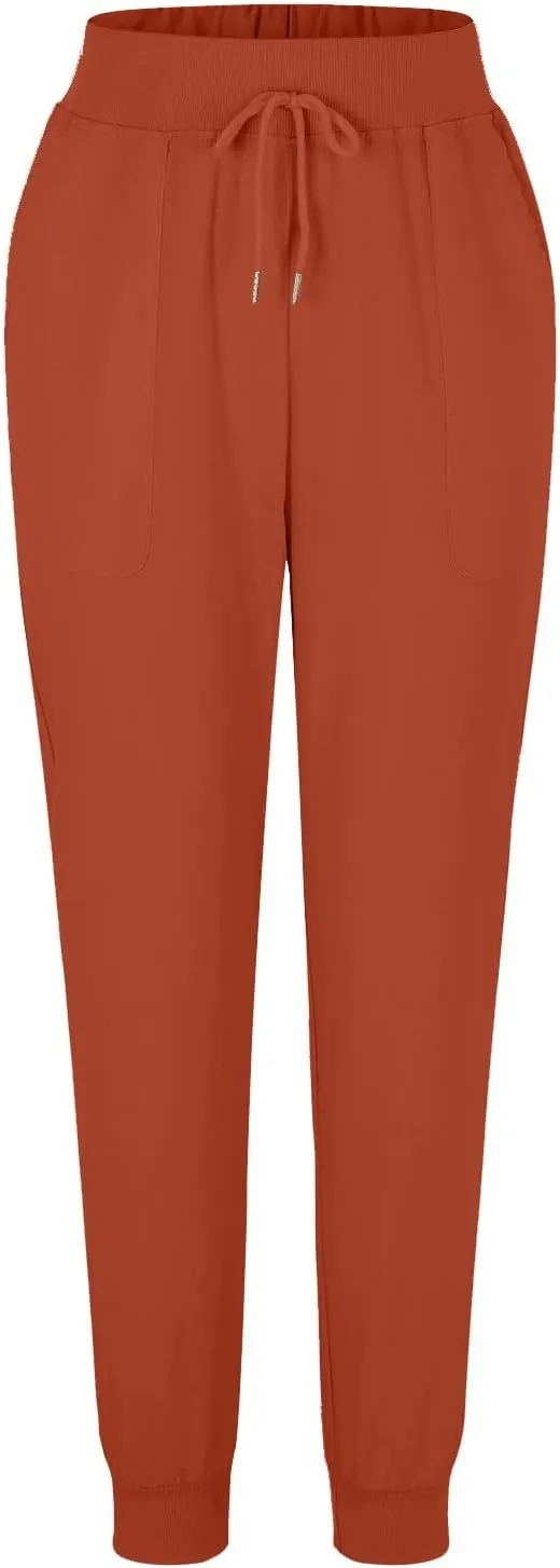 Women Tapered Pants Cotton Linen Drawstring Back Elastic Waist Trousers Casual Summer Plus Size Joggers with Pockets
