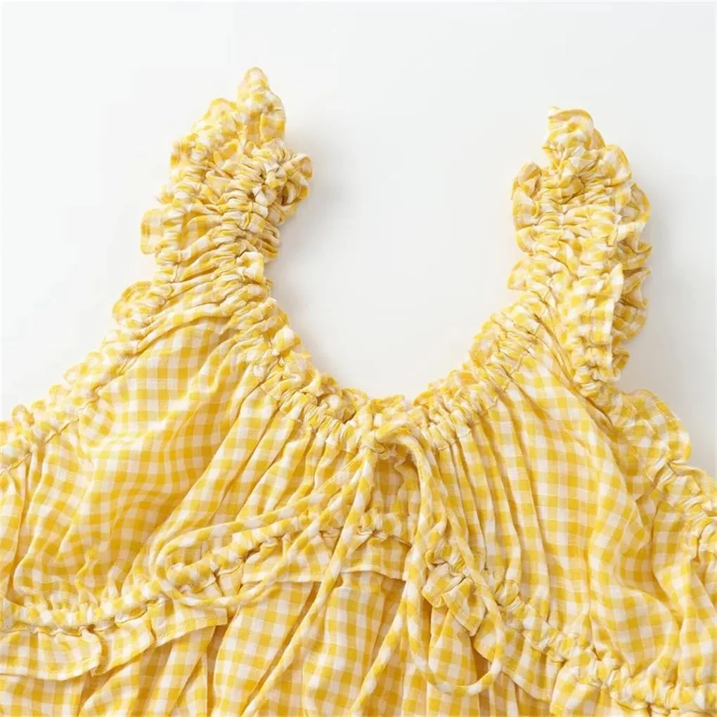Women's Bow Decorated Square Neck Cropped Plaid Camisole
