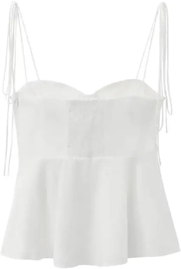 Women's Bustier Camisole Sweetheart Neckline With Adjustable Tied Straps Side Zipper Sleeveless Layering Top