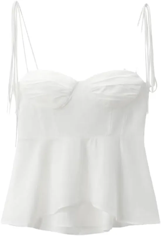 Women's Bustier Camisole Sweetheart Neckline With Adjustable Tied Straps Side Zipper Sleeveless Layering Top