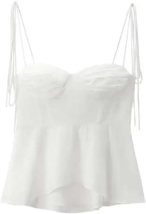Women's Bustier Camisole Sweetheart Neckline With Adjustable Tied Straps Side Zipper Sleeveless Layering Top