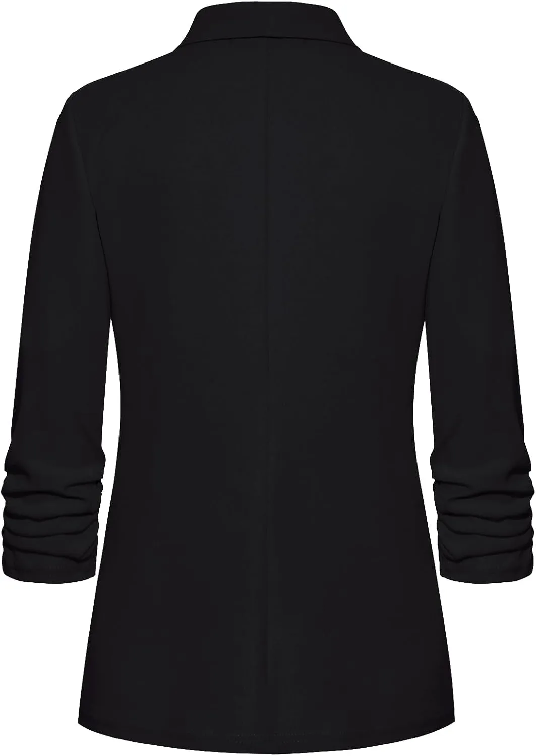 Womens Casual Blazer Ruched 3/4 Sleeve Open Front Cardigan Work Office Blazers Suit Jacket with Zipper Pocket