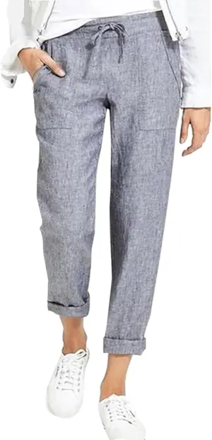 Womens Casual Lightweight Drawstring Elastic Waist Pants with Pockets Tie Dye Slacks Cropped Trouser Beach Clothes