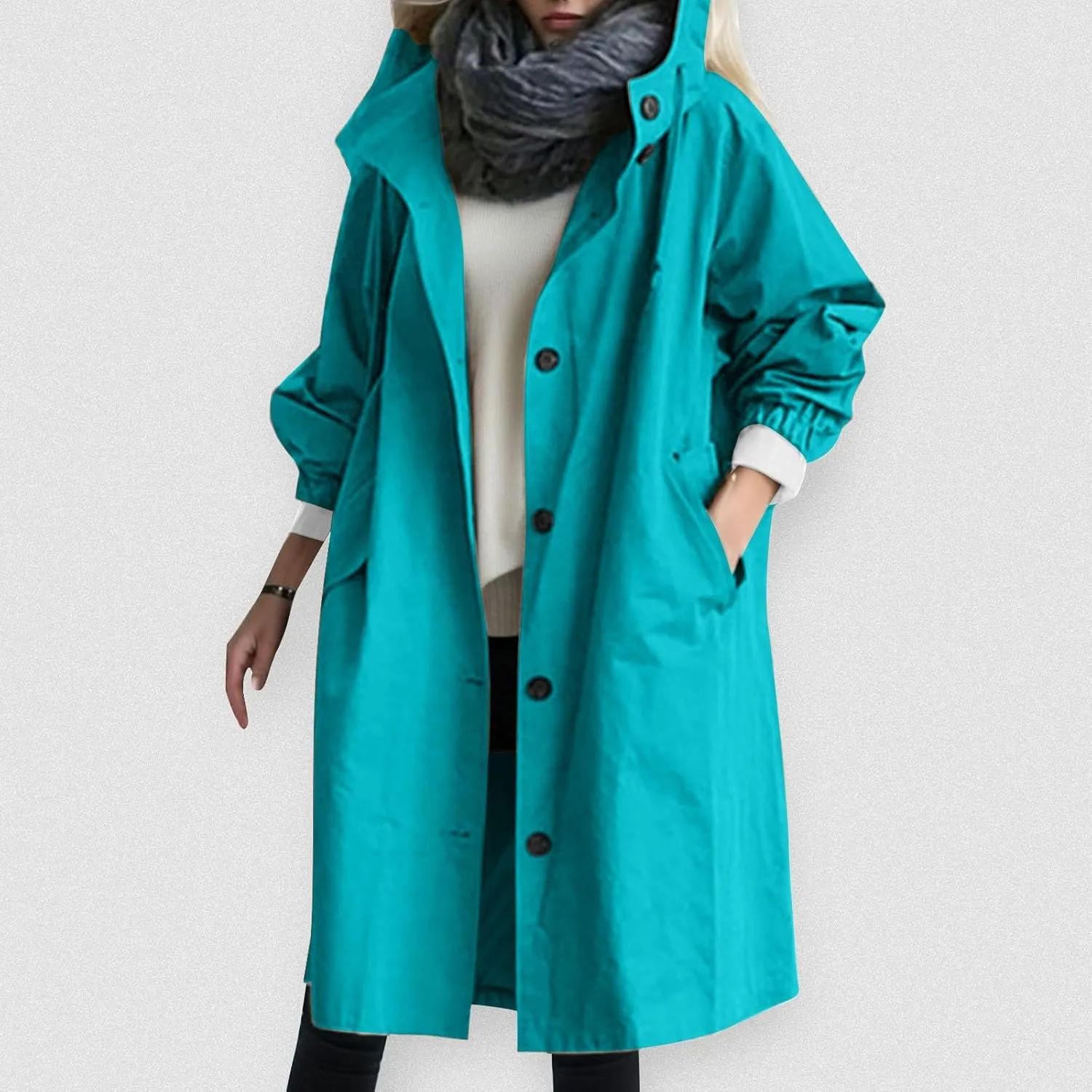 Women's Casual Mid Length Trench Coat Belted Waist Long Sleeve Outerwear Womens Windbreaker Nylon Pants