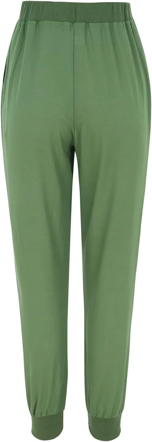 Womens Cotton Linen Pants Summer Beach Drawstring Elastic Waist Pants Casual Trousers with Pockets
