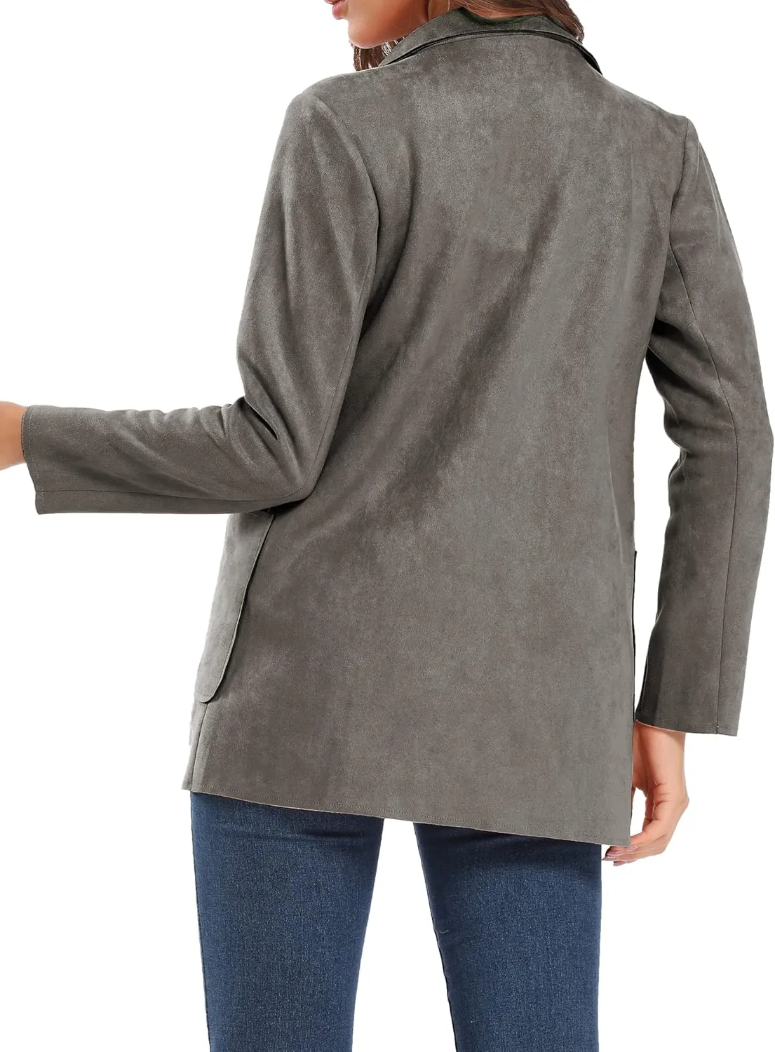 Womens Faux Suede Waterfall Coat Cardigan Open Front Short Jackets