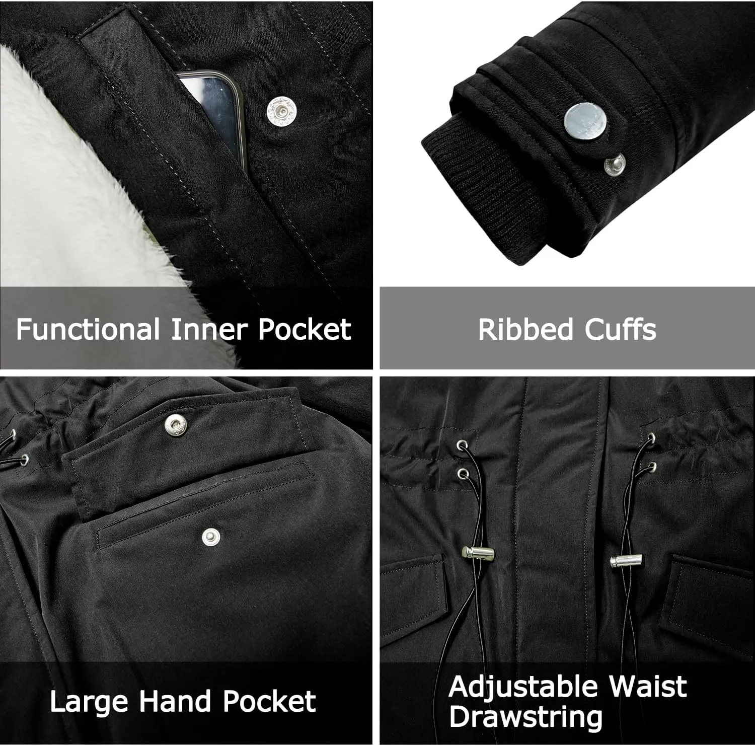 Women's Fur Hood Winter Parka Thicken Winter Jacket Coat Hooded Puffer Coat with Removable Fur Trim