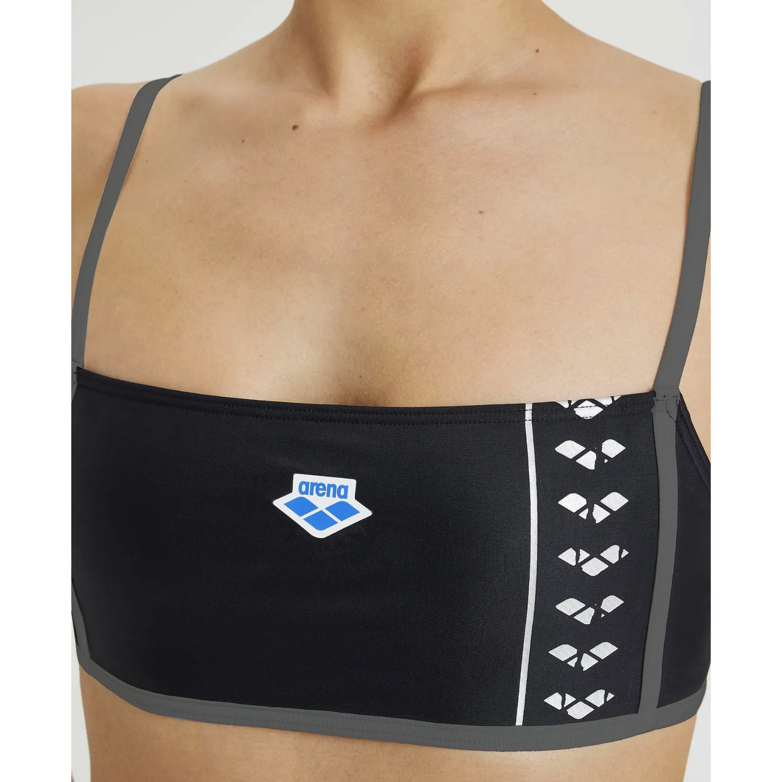 WOMEN'S ICONS LOGO BANDEAU BIKINI - BLACK/ASPHALT