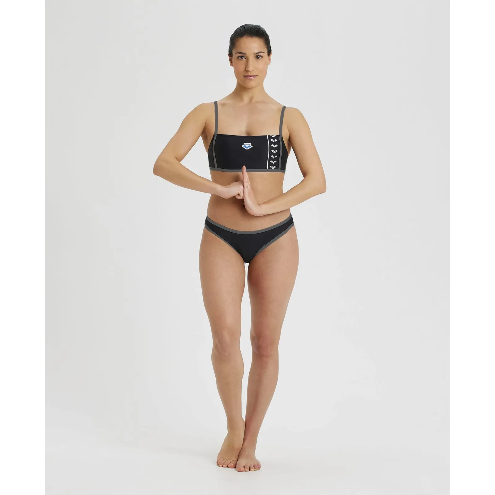 WOMEN'S ICONS LOGO BANDEAU BIKINI - BLACK/ASPHALT