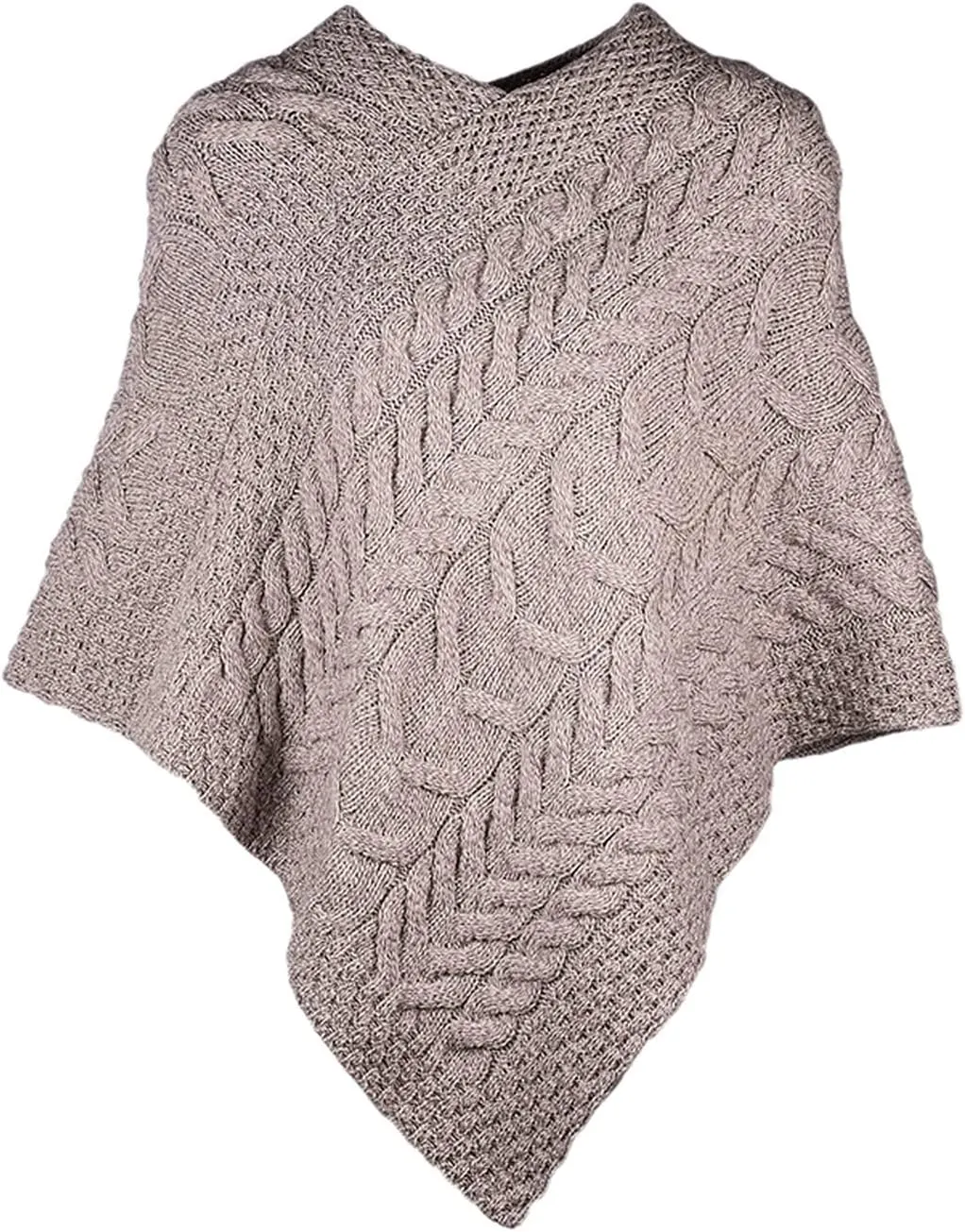 Women's Irish Cable Knit Poncho, 100% Supersoft Merino Wool, Made in Ireland, One Size, Aasleagh Falls