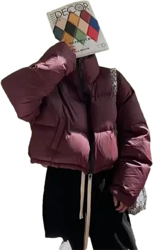 Women's Jacket Stand Collar Short Cotton-Padded Jacket Thickening Warm Parkas Winter Jackets Coat