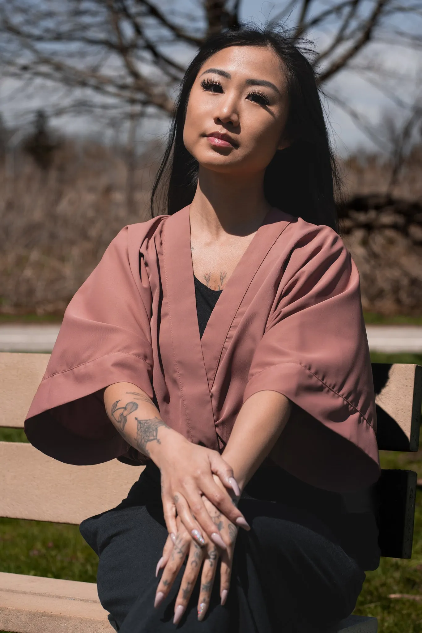 Women's Kimono Crop Top Terracotta Rose