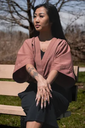 Women's Kimono Crop Top Terracotta Rose