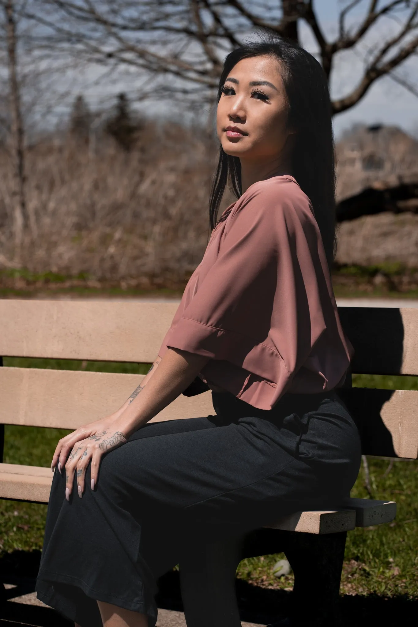 Women's Kimono Crop Top Terracotta Rose