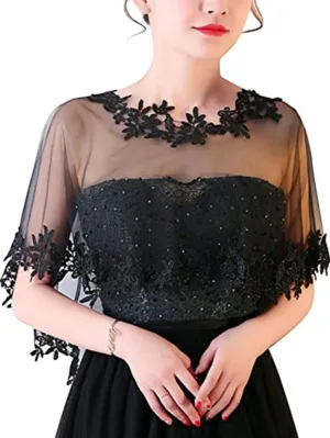 Women's Lace Wedding Bridal Bolero Jackets Shawl Formal Party Prom Evening Cape for Bride Bridesmaid Wrap Shrugs