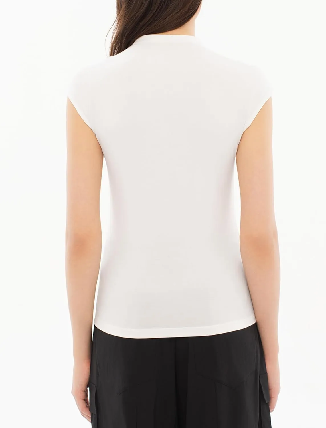 Women's Mock Turtle Neck Tank Tops Slim Fitted Cap Sleeve Stretchy Basic Casual Top Summer Outfits