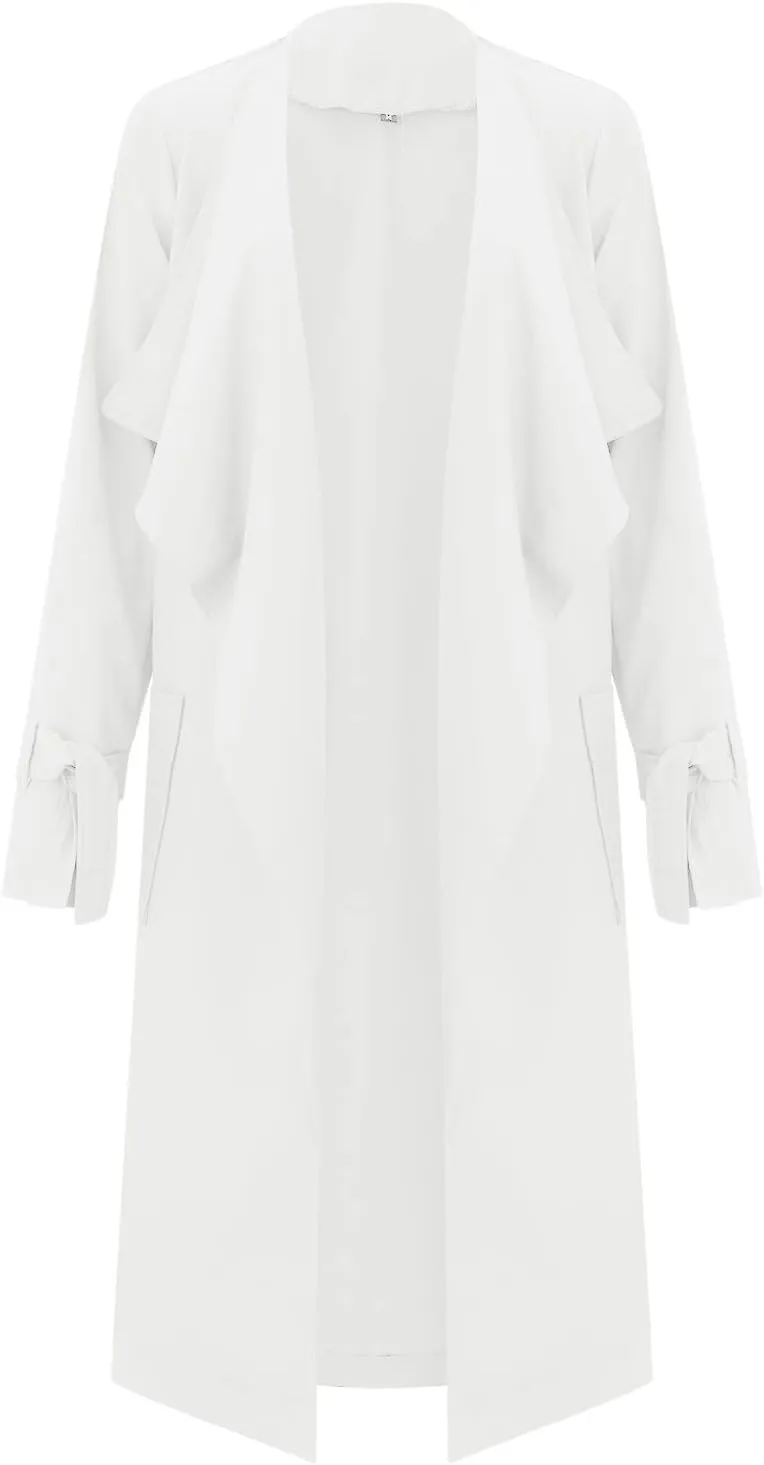 Women's Open Front Long Trench Coats Long Sleeve Slim Casual Pockted Windproof Overcoat with Belt Women Zip Down